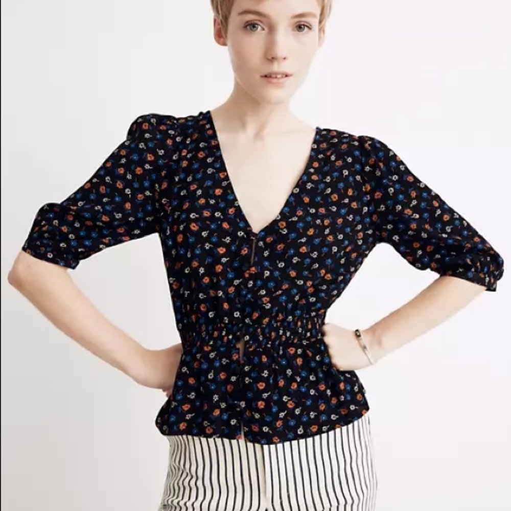 Madewell Button-Front Peplum Top